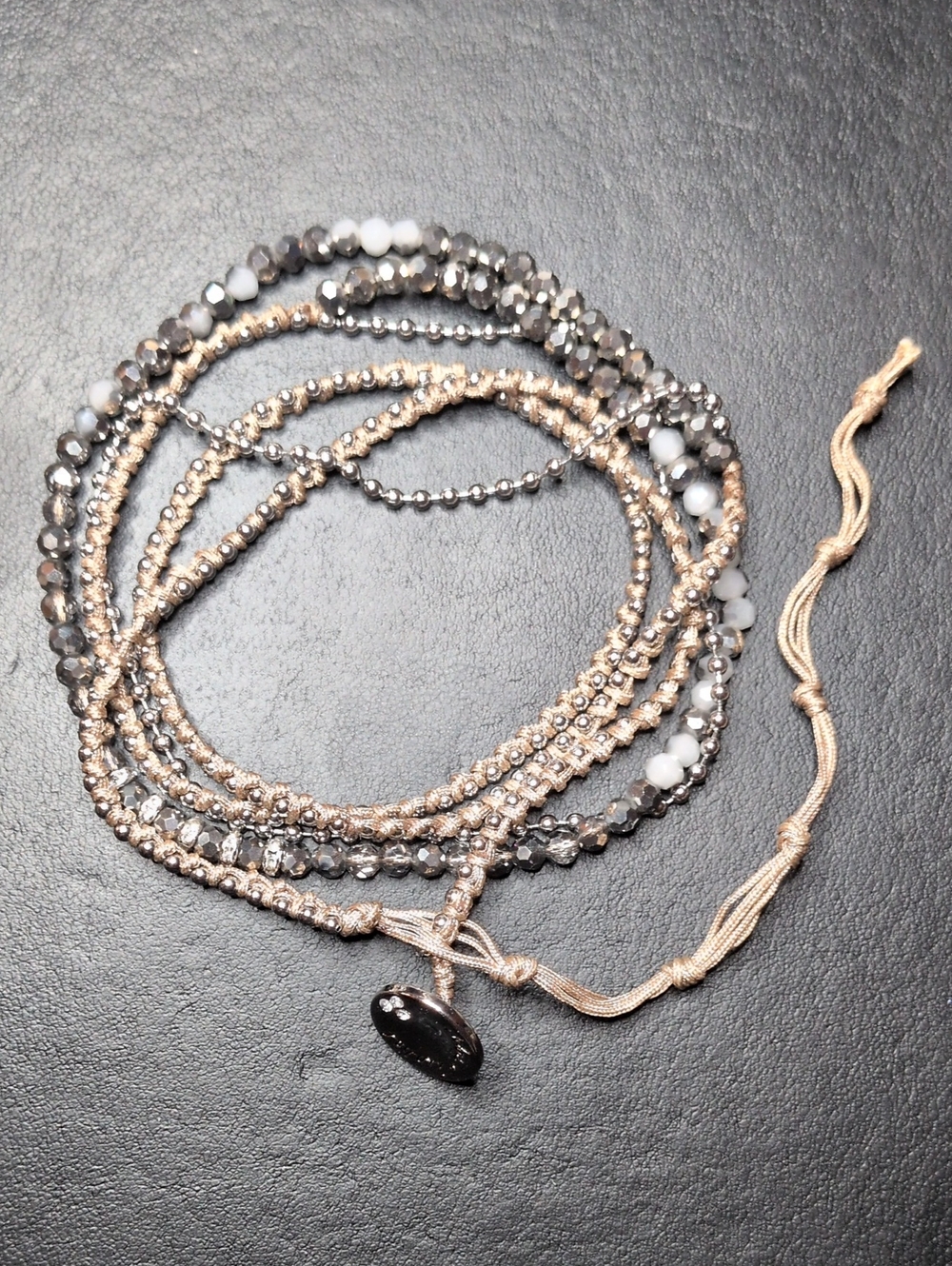 Chloe + Isabel Metallic Gray and Cream Multi-Strand Wrap Bracelet